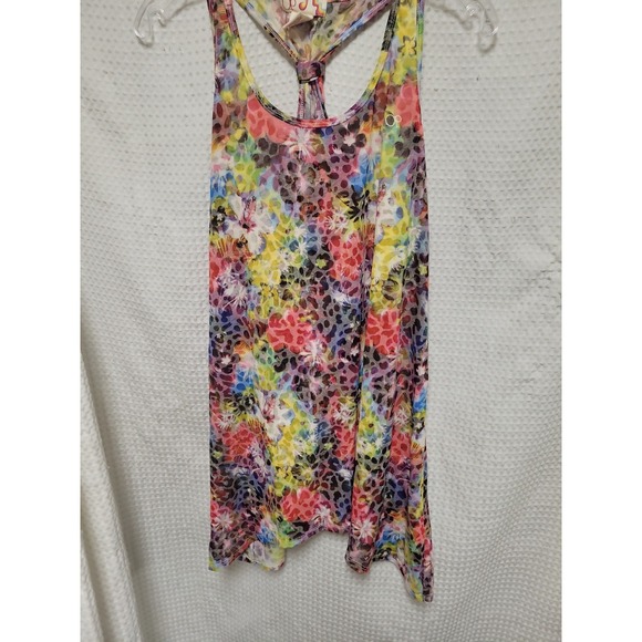 OP Tops - OP Ocean Pacific Womens XL Purple Print Leopard Floral RacerBK Tank Top OJ13905Y